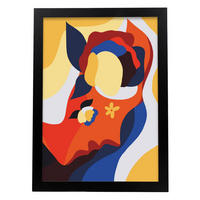 POSTER Kunstful Animal Blatt A3 Schwarzer Rahmen - Schwarz, Papier (29.7/5/42cm) - Nacnic