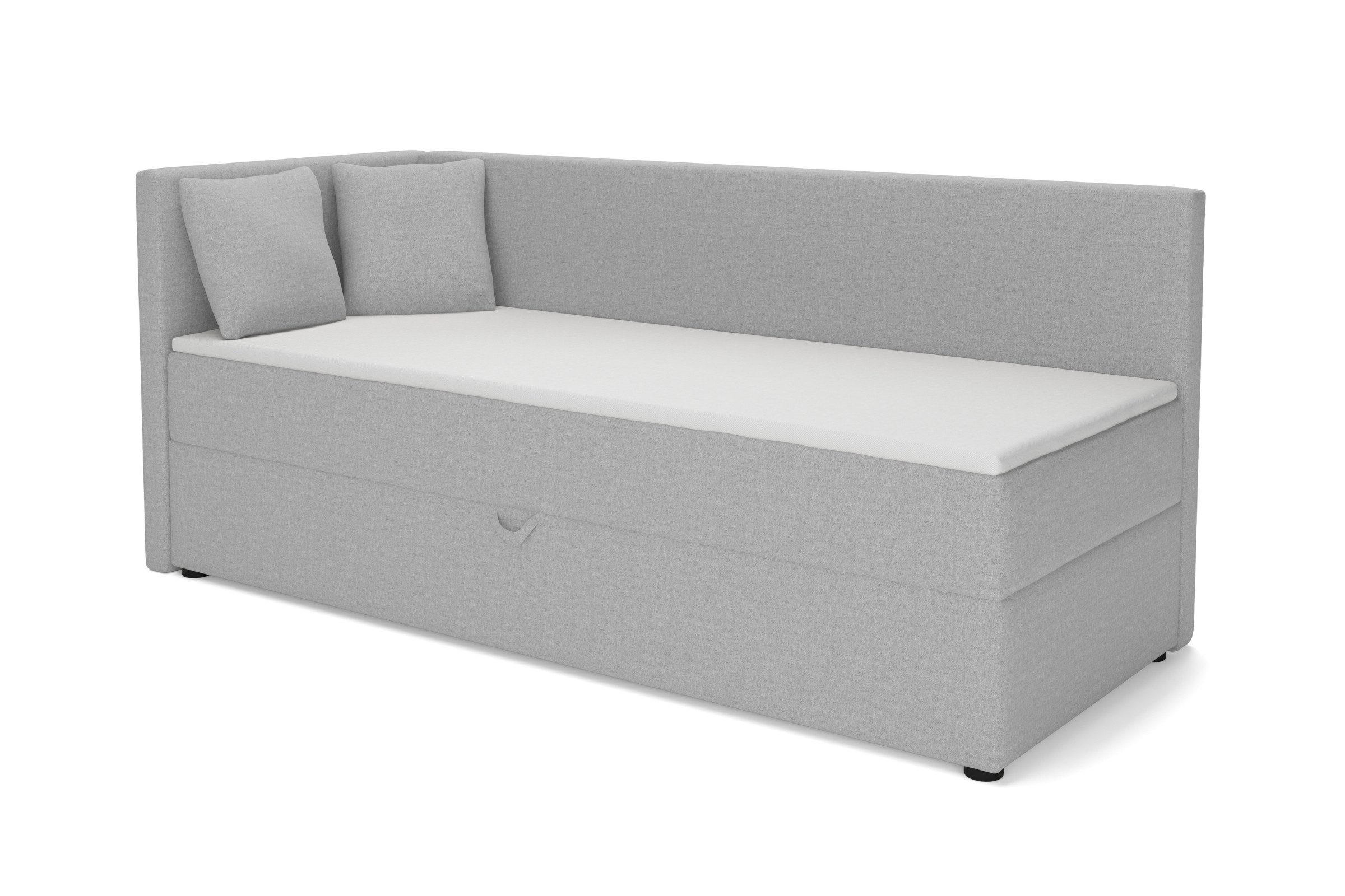 BOXBETT NEVY 100/200 in Stoff Dunkelgrau H3 links - Dunkelgrau, Holz/Holzwerkstoff (100/200cm) - Deine Möbel 24