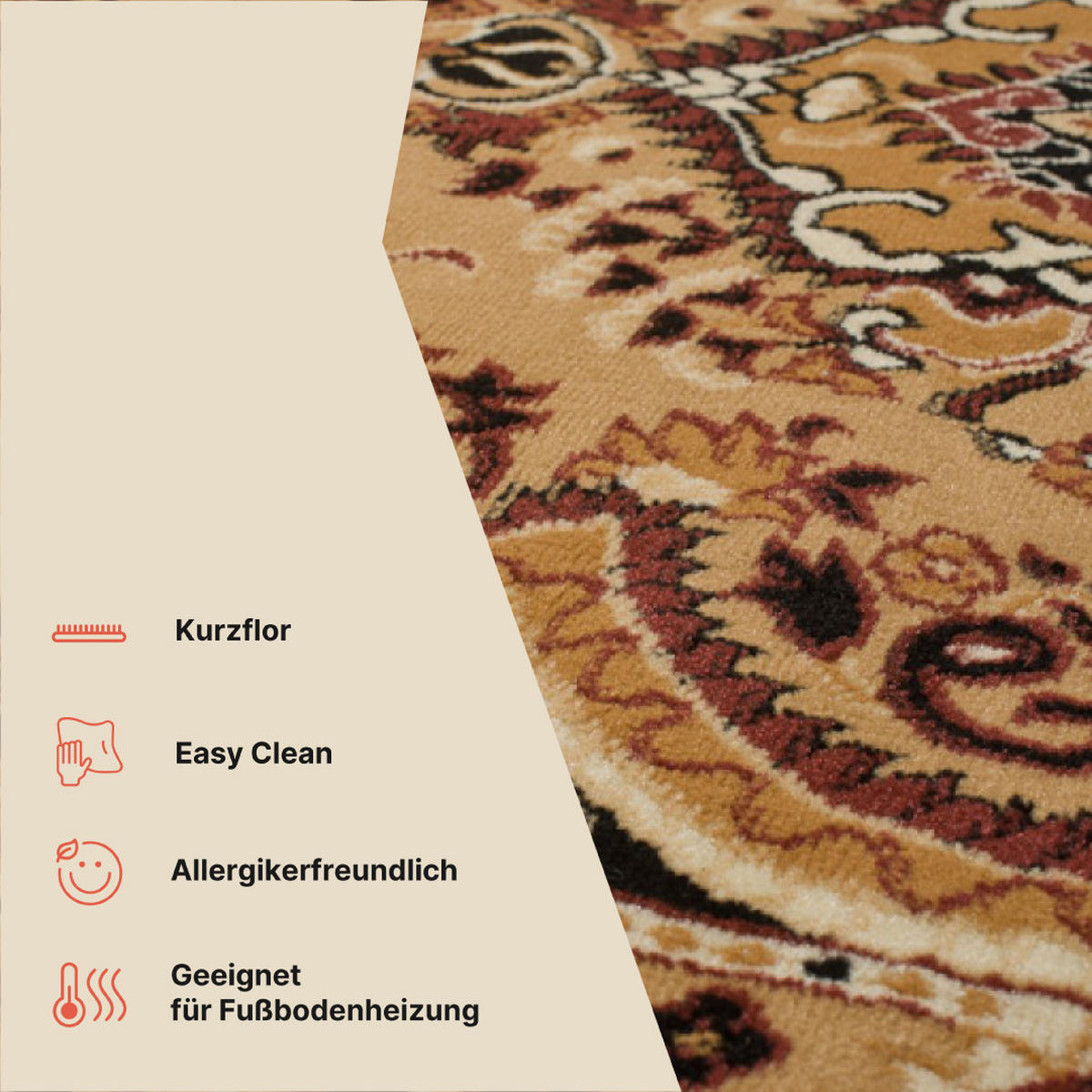 TEPPICH ATLAS Beige 200/200 cm - Beige, Textil (200/200cm) - Tapiso