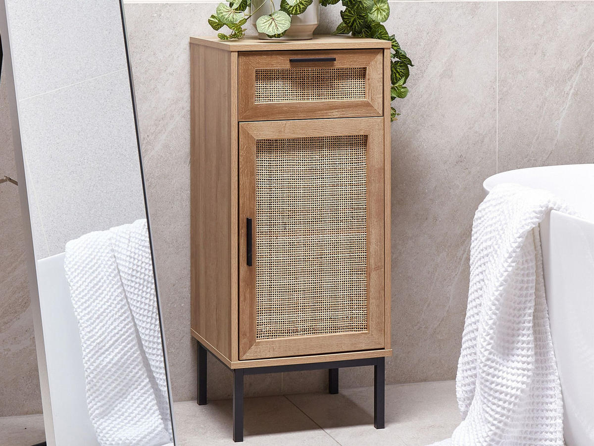 DULAP DE BAIE 40 cm maro deschis Rosell - maro/culoare naturală, compozit lemnos (40/92/36cm) - Beliani