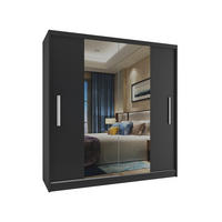 SCHWEBETÜRENSCHRANK Verona ME, Schwarz Matt, 158 cm, mit Spiegel - Schwarz, Holz (158/216/60cm) - B BELINI GROUP