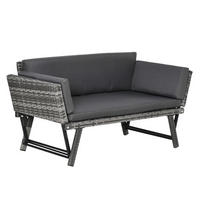 POLYRATTAN Gartensofa, Stahl, Grau - Grau, Metall (63/67/129cm) - Outsunny