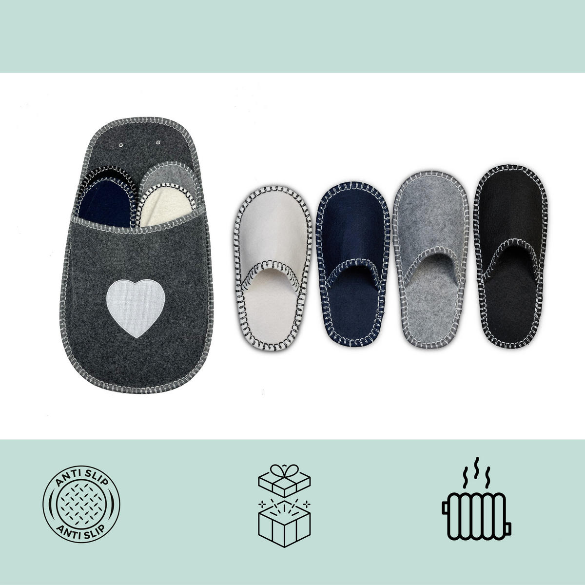 6XPANTOFLE pro hosty - různobarevná, textil (28/50/6cm) - Relaxdays