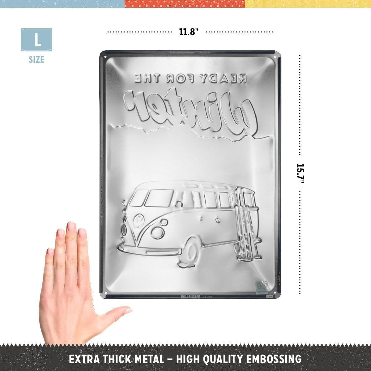 BLECHSCHILD 30/40 cm VW Bulli Ready for the Winter - Multicolor, Metall (30/40/0.2cm) - Nostalgic-Art