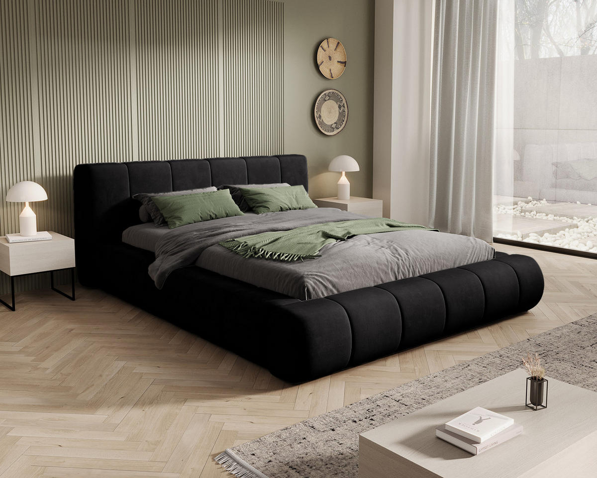 POLSTERBETT AVILLA 140x200 cm, Graphit - Graphitfarben, Textil (200/140cm) - Fedve