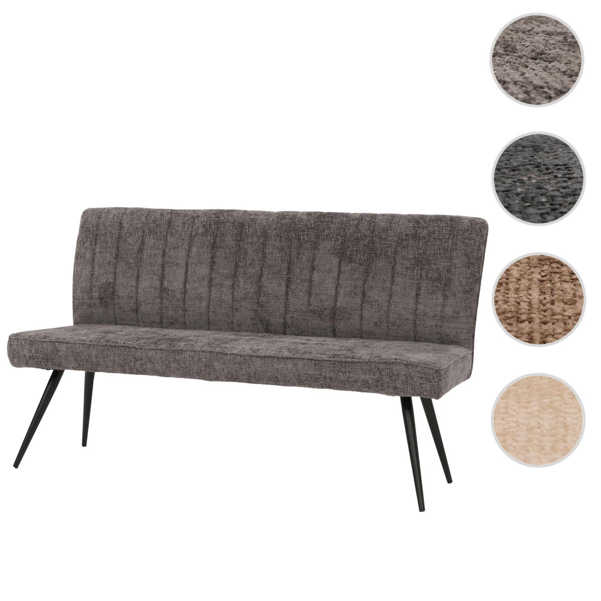 SITZBANK 90x160x60cm Sitzhöhe 48cm Rückenlehne Stoff/Textil Chenille Metall 160cm Blau-Grün - Blau, Textil (160/90/60cm) - BERLINLODGE