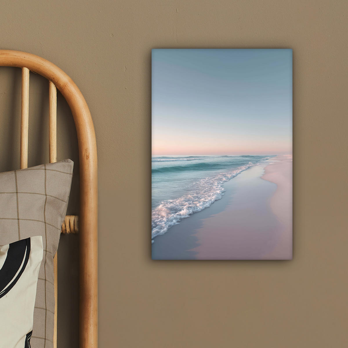 LEINWANDBILD Küstenlinie - Pastell - Wasser Deko Wohnzimmer 20x30 cm - Pastellblau, Textil (20/30cm) - MuchoWow