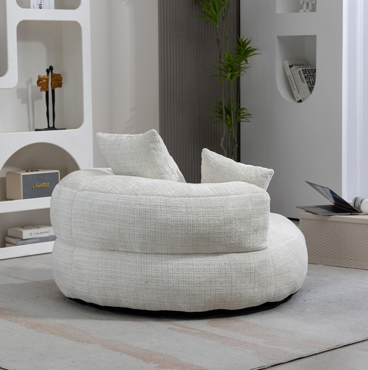 SESSEL 108/52/108 cm Beige aus Chenille mit Armlehnen - Beige, Textil (108/52/108cm) - OKMYHOME
