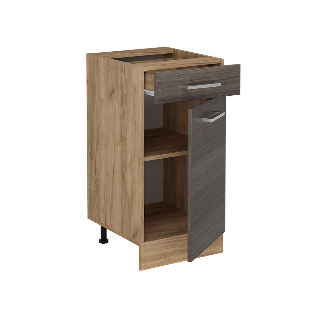 KÜCHENUNTERSCHRANK R-Line Edelgrau 40 cm AP Marmor - Honigeiche/Eiche Wotan, Holzwerkstoff (40/81.6/60cm) - Vicco