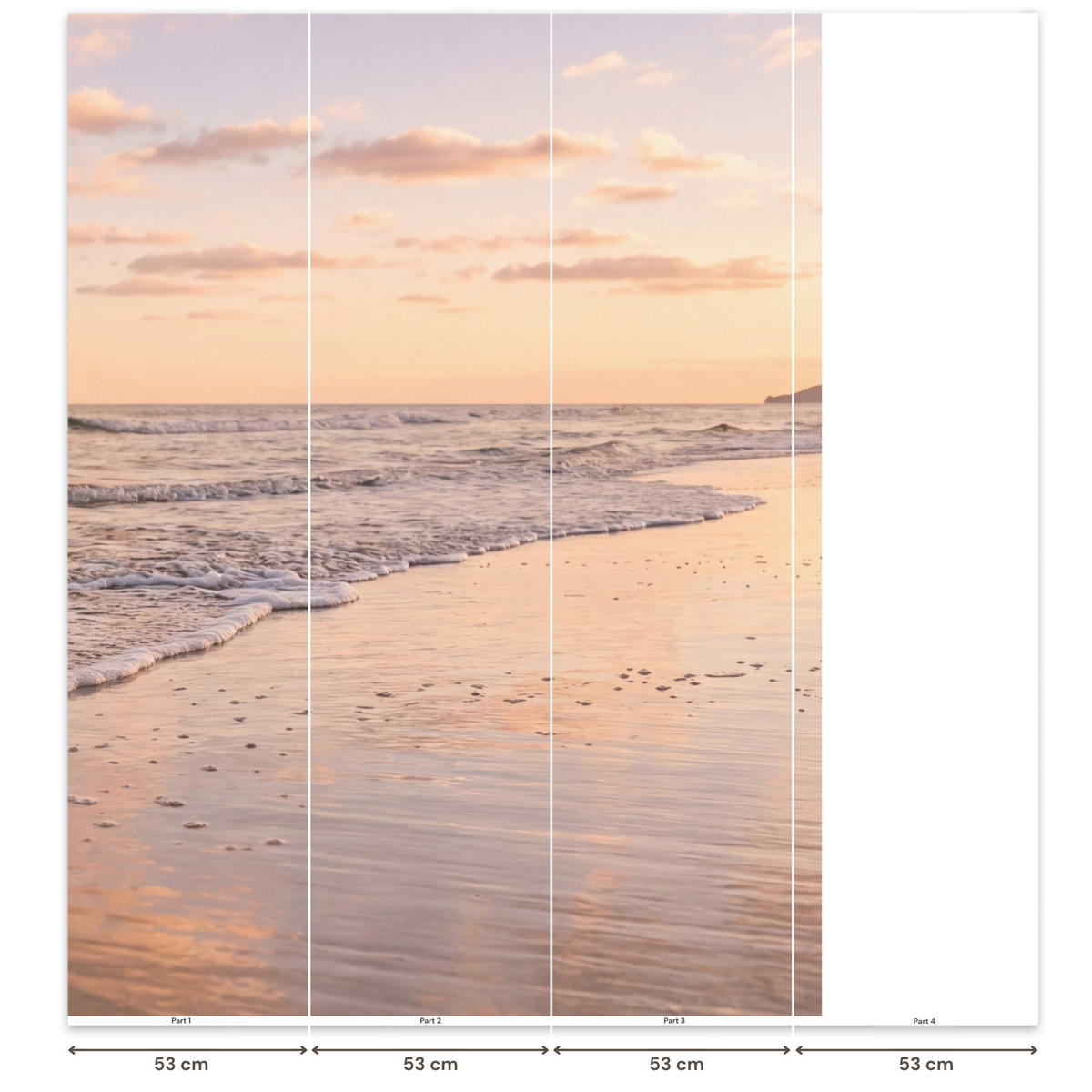 TAPETE - Strand - Brandung - Wolken - 160x220 cm - Hellrosa, Papier (160/220cm) - OnlyWow