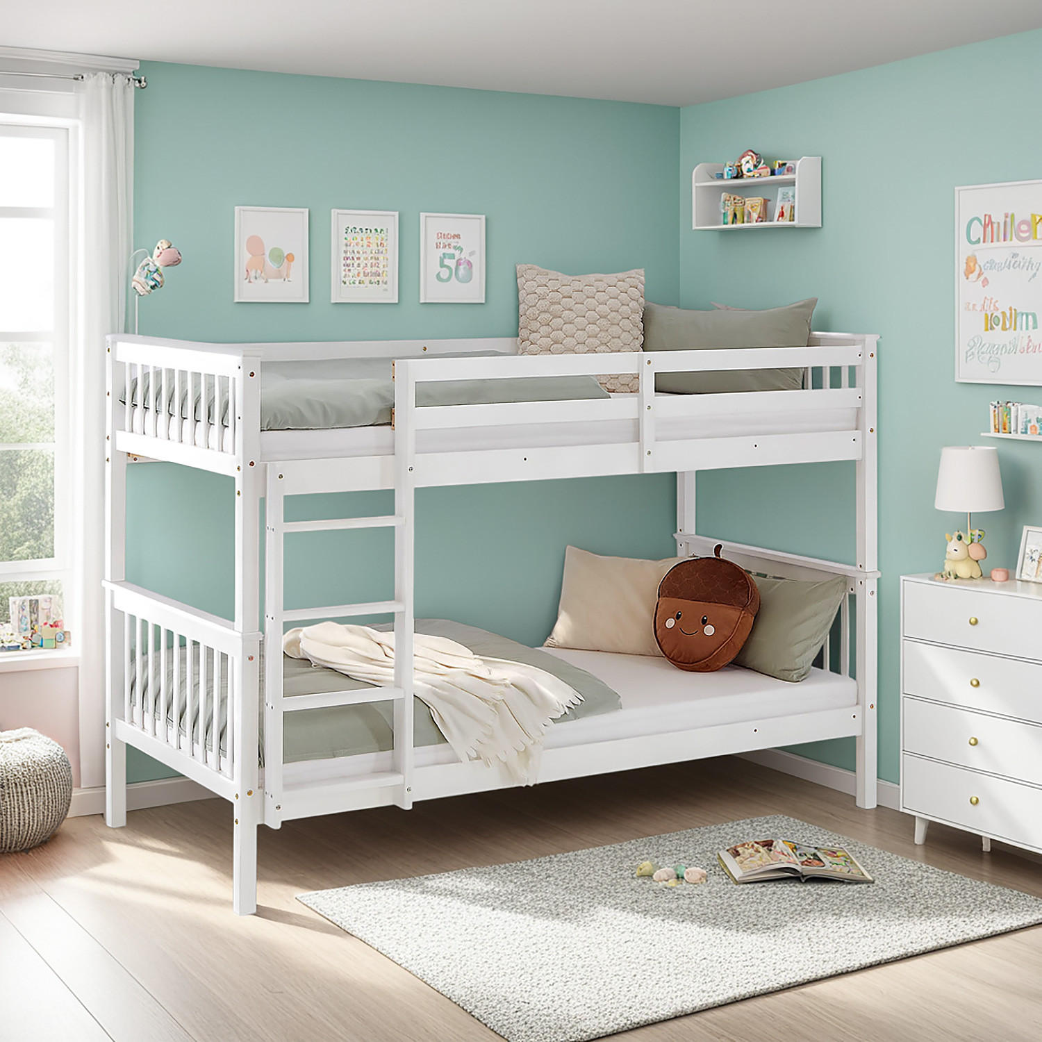 ETAGENBETT mit Lattenrost 90/200 cm Weiß - Weiß, Holz (90/200cm) - Homestyle4u