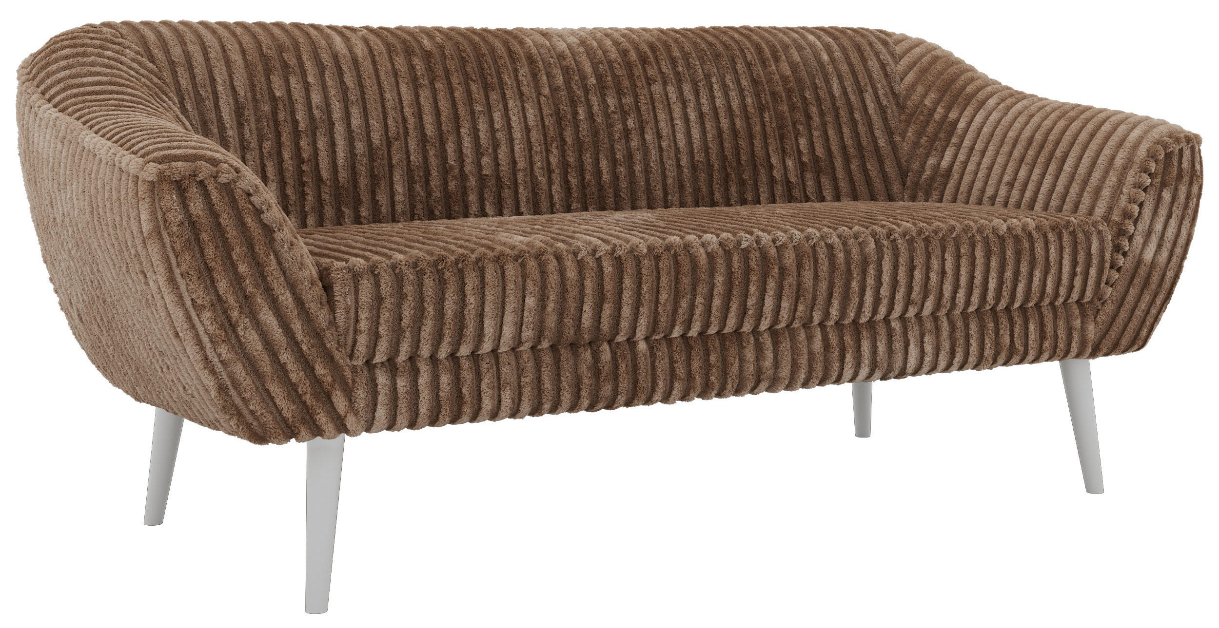 TŘÍMÍSTNÁ POHOVKA PIRS 3 - Hnědá Manšestr - Bílé nohy - bílá/hnědá, kompozitní dřevo/textil (180/75/74cm) - MKS