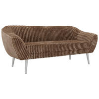 TŘÍMÍSTNÁ POHOVKA PIRS 3 - Hnědá Manšestr - Bílé nohy - bílá/hnědá, kompozitní dřevo/textil (180/75/74cm) - MKS