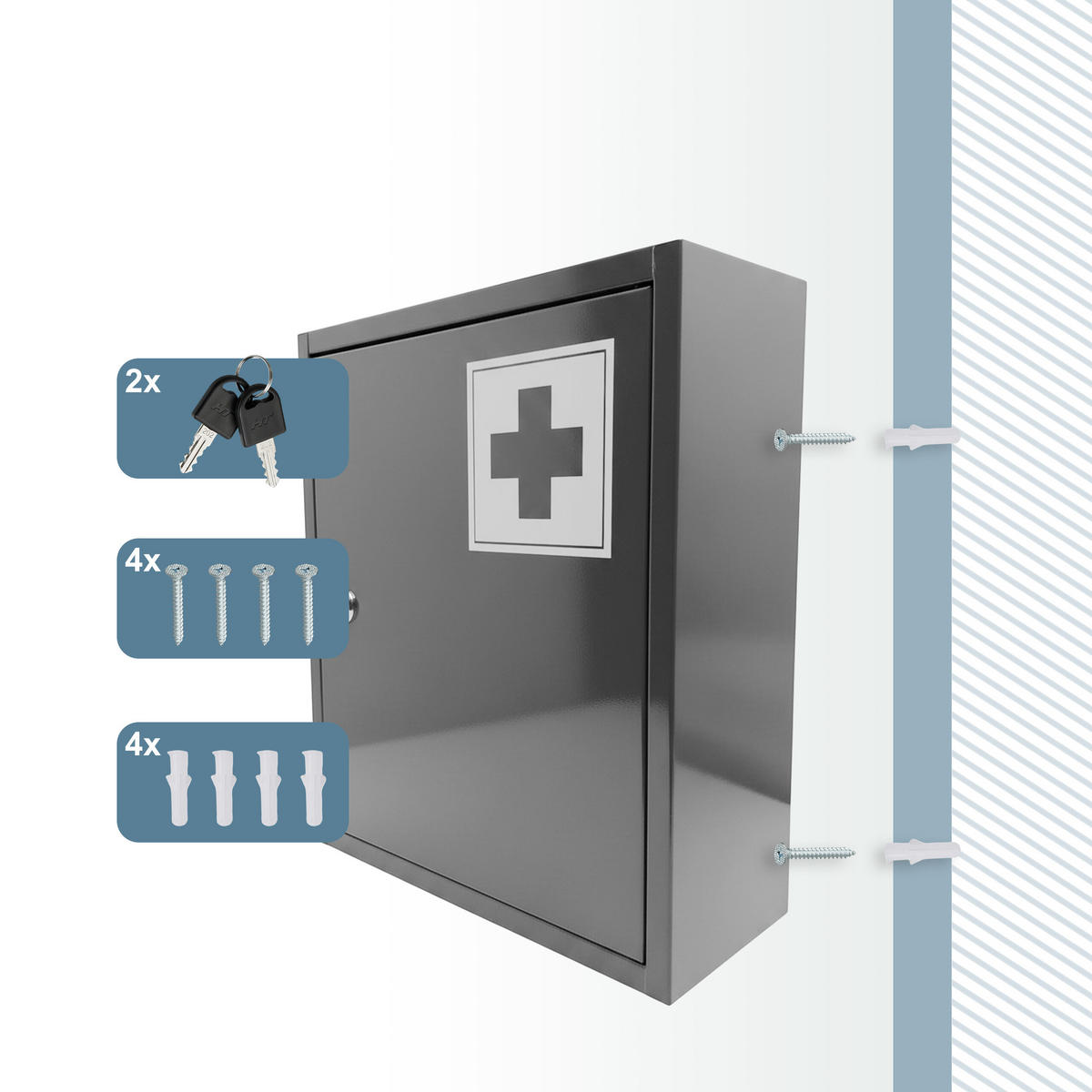 LÉKÁRNA - šedá, kov (31/36/10cm) - Relaxdays