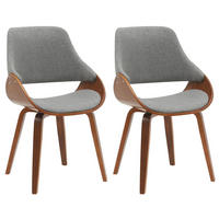ESSZIMMERSTUHL 2er Set Stoff Walnuss/Dunkelgrau - Dunkelgrau/Walnussfarben, Holz/Textil (52/86/54cm) - CLP