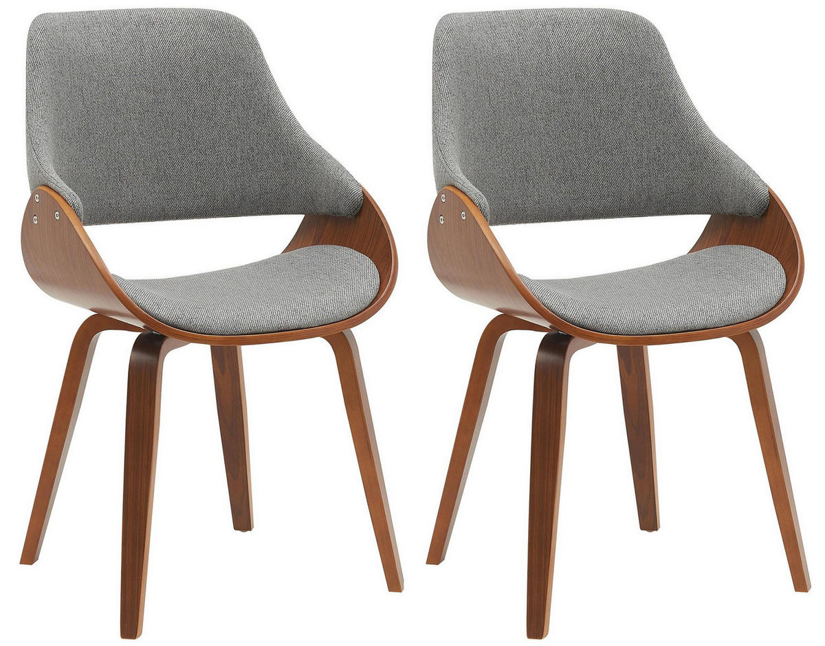 ESSZIMMERSTUHL 2er Set Stoff Walnuss/Dunkelgrau - Dunkelgrau/Walnussfarben, Holz/Textil (52/86/54cm) - CLP