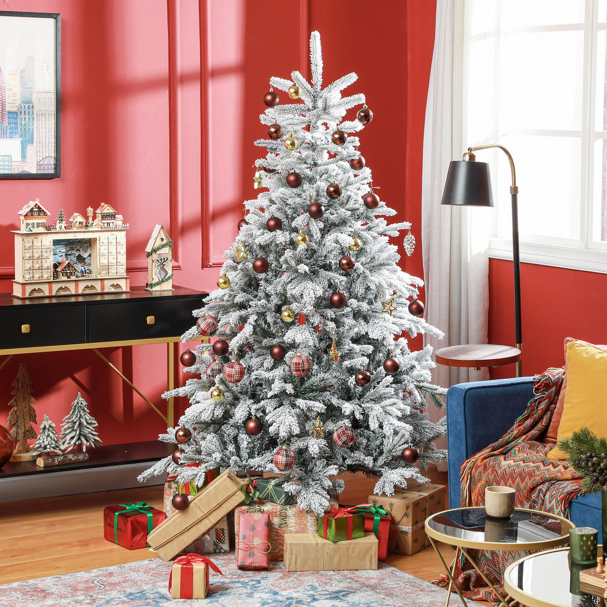 WEIHNACHTSBAUM DE-41533 Kunstschnee 180 cm, Scharniersystem - Grün, Kunststoff (180cm) - ComfortXL
