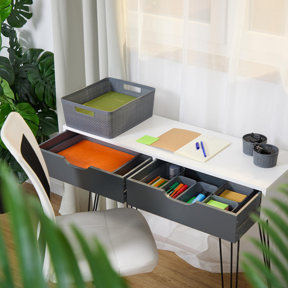 10-DIELNY zásuvkový organizér - sivá, plast (35/13/28.5cm) - Relaxdays