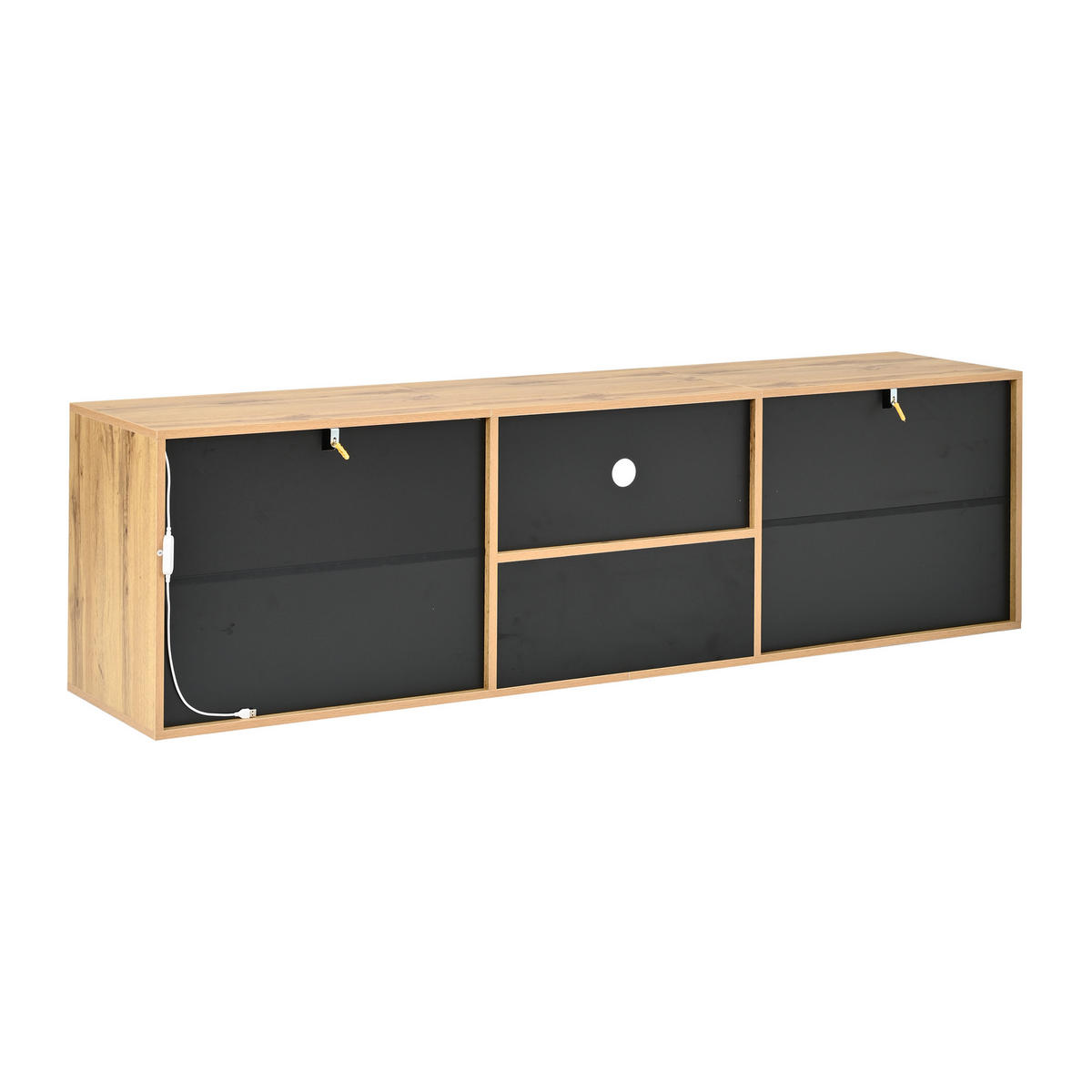 TV-LOWBOARD 180x40x51cm Schwarz Holzfarbe mit LED - Schwarz/Naturfarben, Holzwerkstoff (180/51/40cm) - FLIEKS