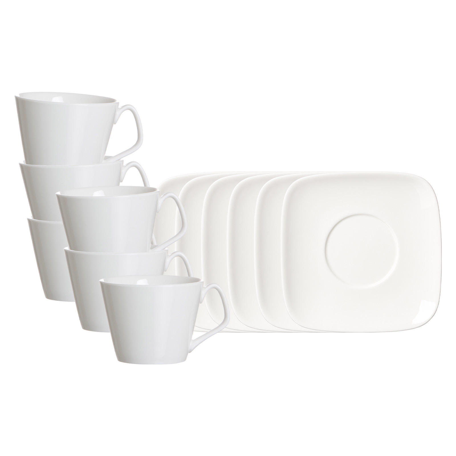 KAFFEETASSEN MIT UNTERTASSEN Arena weiß 200 ml 6er Set - Weiß, Keramik (0.2L) - Ritzenhoff Breker