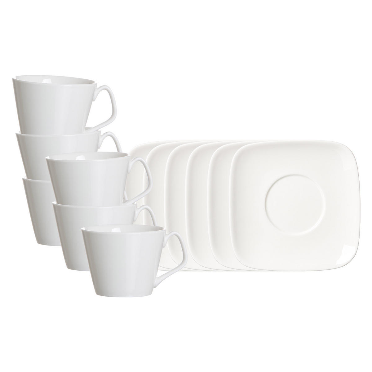 KAFFEETASSEN MIT UNTERTASSEN Arena weiß 200 ml 6er Set - Weiß, Keramik (0.2L) - Ritzenhoff Breker