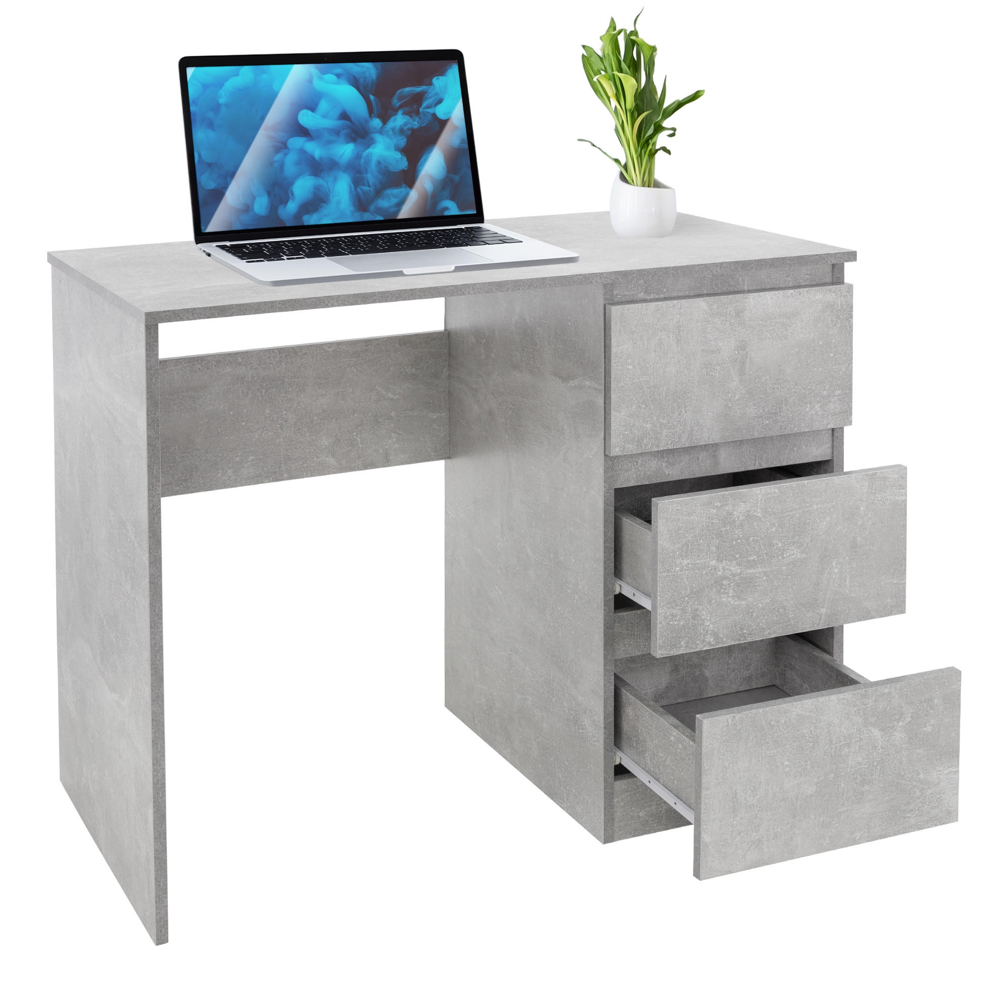 ML-DESIGN PSACÍ stůl se 3 zásuvkami, 90 x 76 x 50 cm, šedý