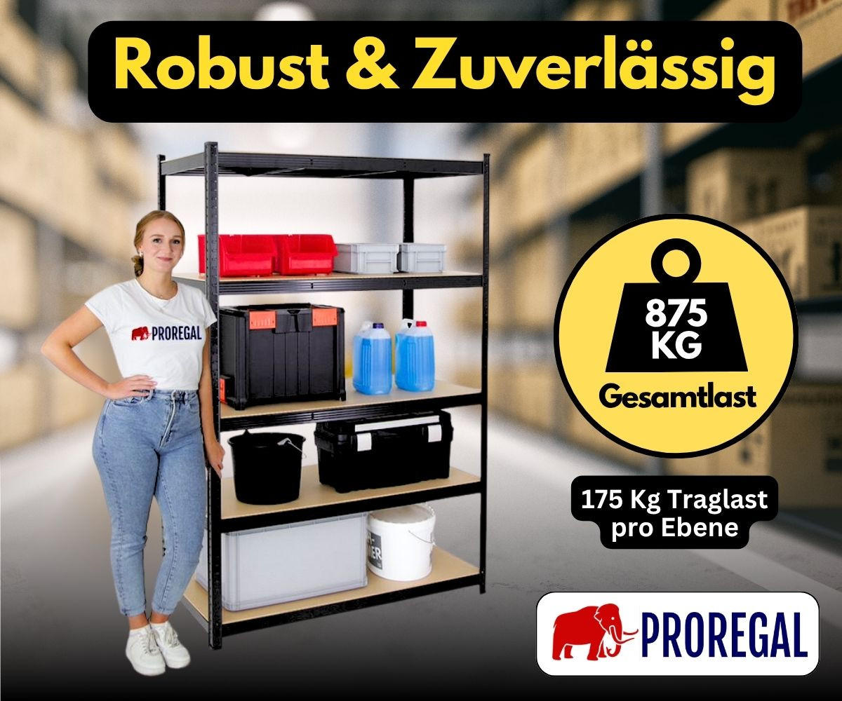 SCHWERLASTREGAL Taurus 180x120x60 cm Fachlast 175 kg Schwarz - Schwarz, Metall (120/180/60cm) - PROREGAL