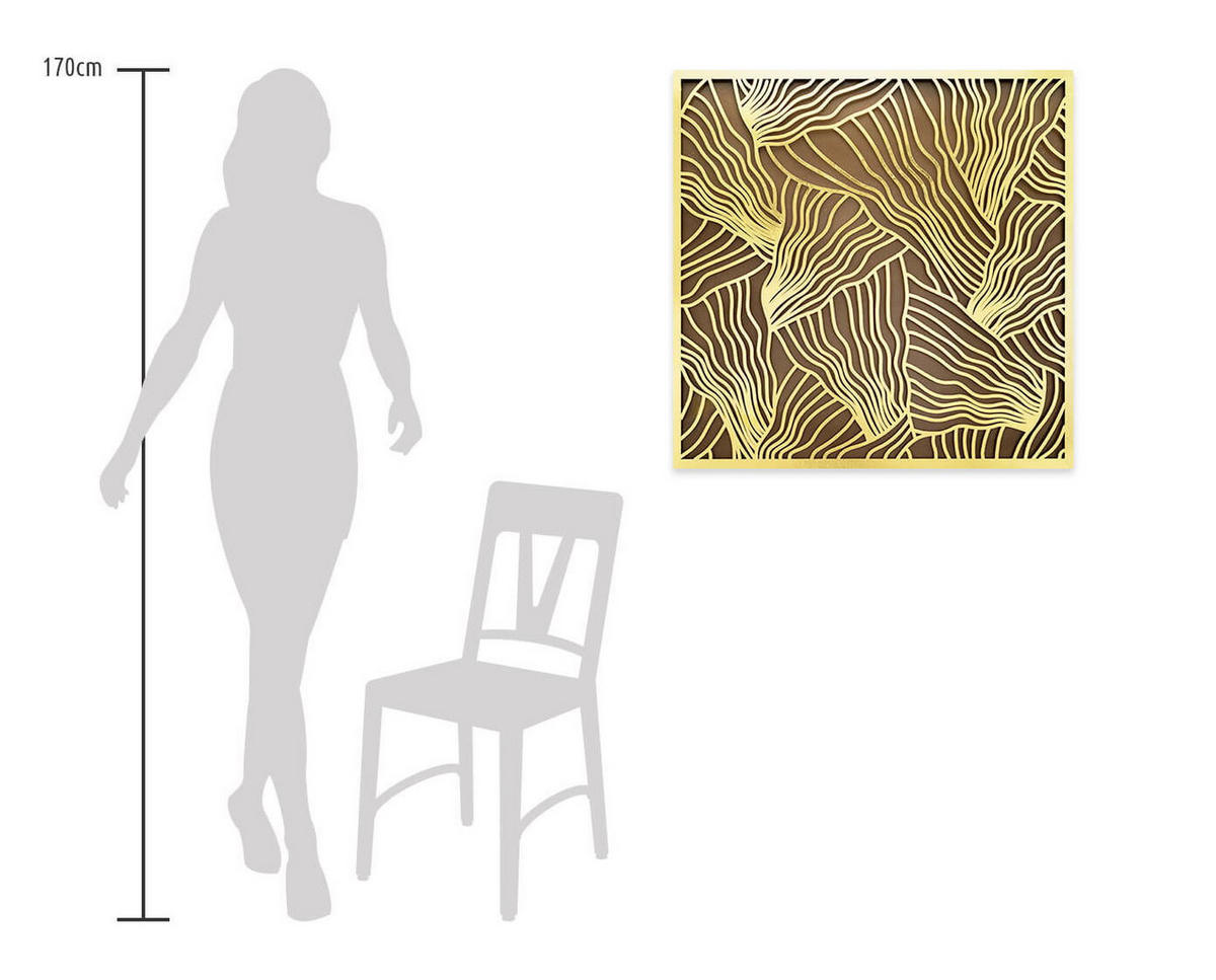 METALLBILD Gold 80/80 cm - Goldfarben, Metall (3/80cm) - KUNSTLOFT