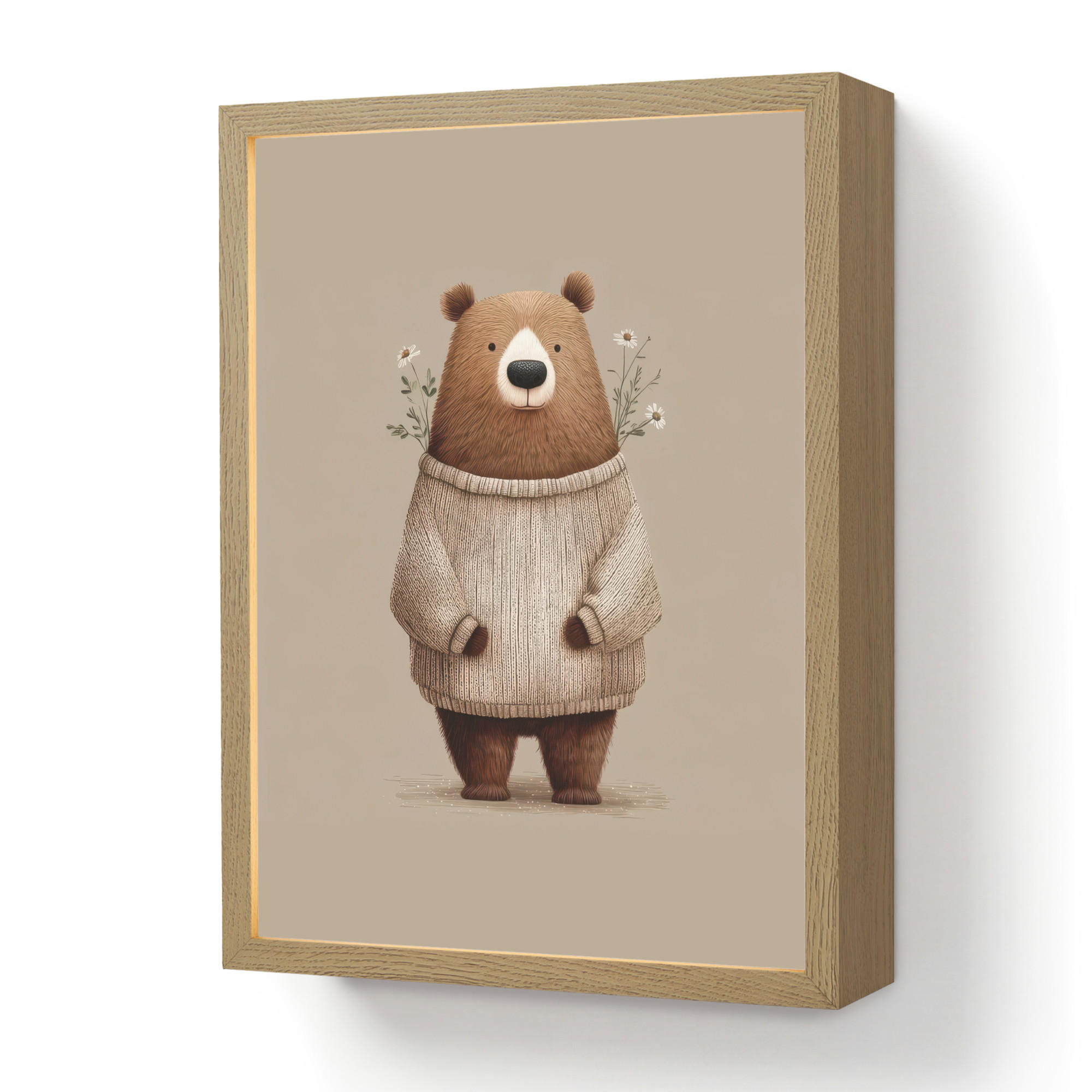 OnlyWow DOBÍJECÍ NOČNÍ LAMPIČKA Medvěd - Bílé květy - Cosy 30x40 cm