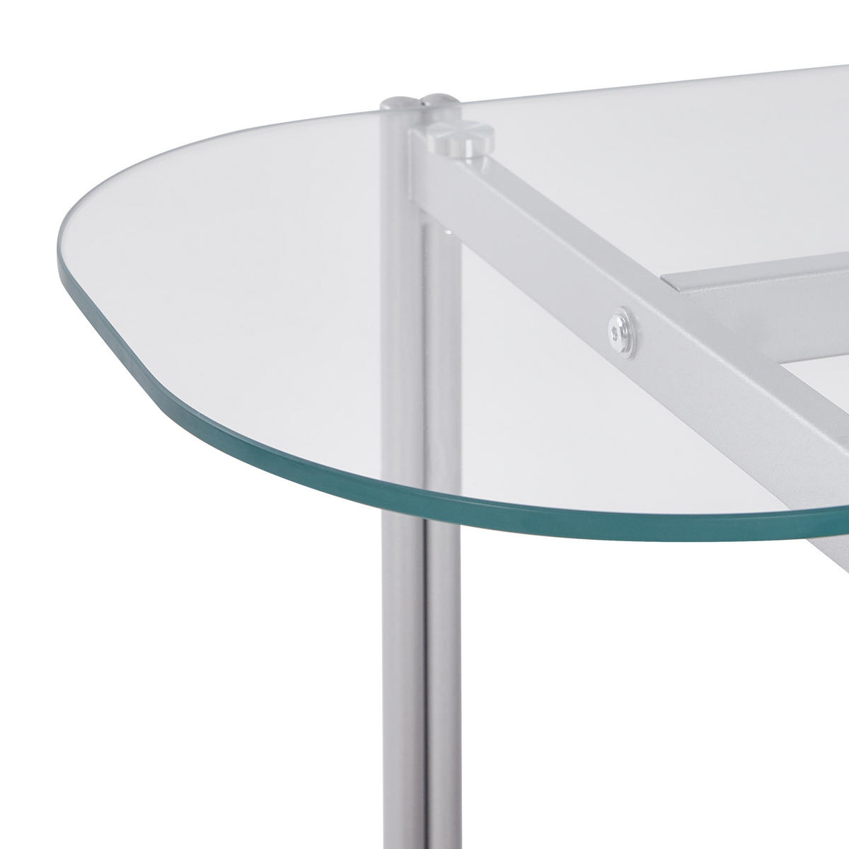 KONSOLENTISCH Silber/Heller Holzfarbton Lovell - Hellbraun/Silberfarben, Metall (41/120/76cm) - Beliani