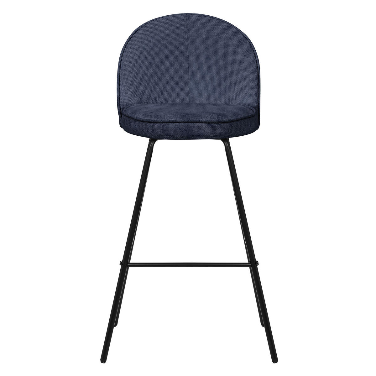 BARHOCKER 2er Set Dunkelblau mit Stoffbezug - Schwarz/Dunkelblau, Textil/Metall (52/102/50cm) - ML-DESIGN