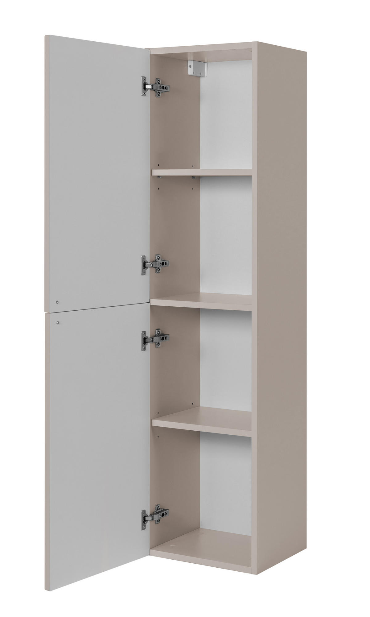 BADEZIMMERSCHRANK, Kaschmir, 35 x 136 x 27 cm, silberner Griff - Beige/Silberfarben, Holzwerkstoff/Metall (35/136/27cm) - 3XE LIVING