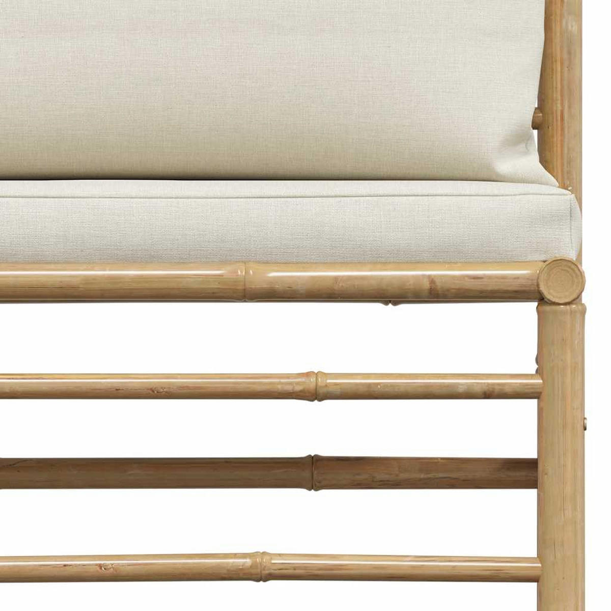 LOUNGESOFA mit Cremeweiß Kissen, 65/70/60 cm, aus Bambus - Weiß, Naturmaterialien (70/60/65cm) - vidaXL