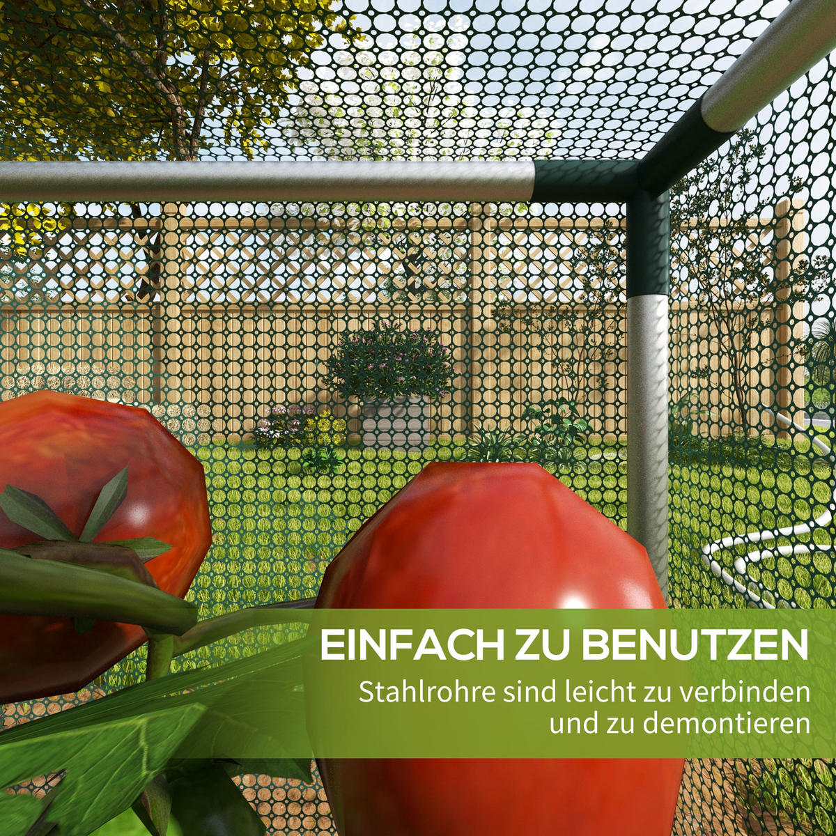 PFLANZENSCHUTZZELT mit Reißverschlusstür, für Garten, Balkon, Stahl, Grün - Grün, Metall (125/62.5/125cm) - Outsunny