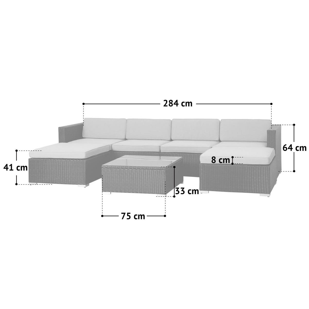 LUGANO Polyrattan Lounge Grau - Grau, Kunststoff - SVITA