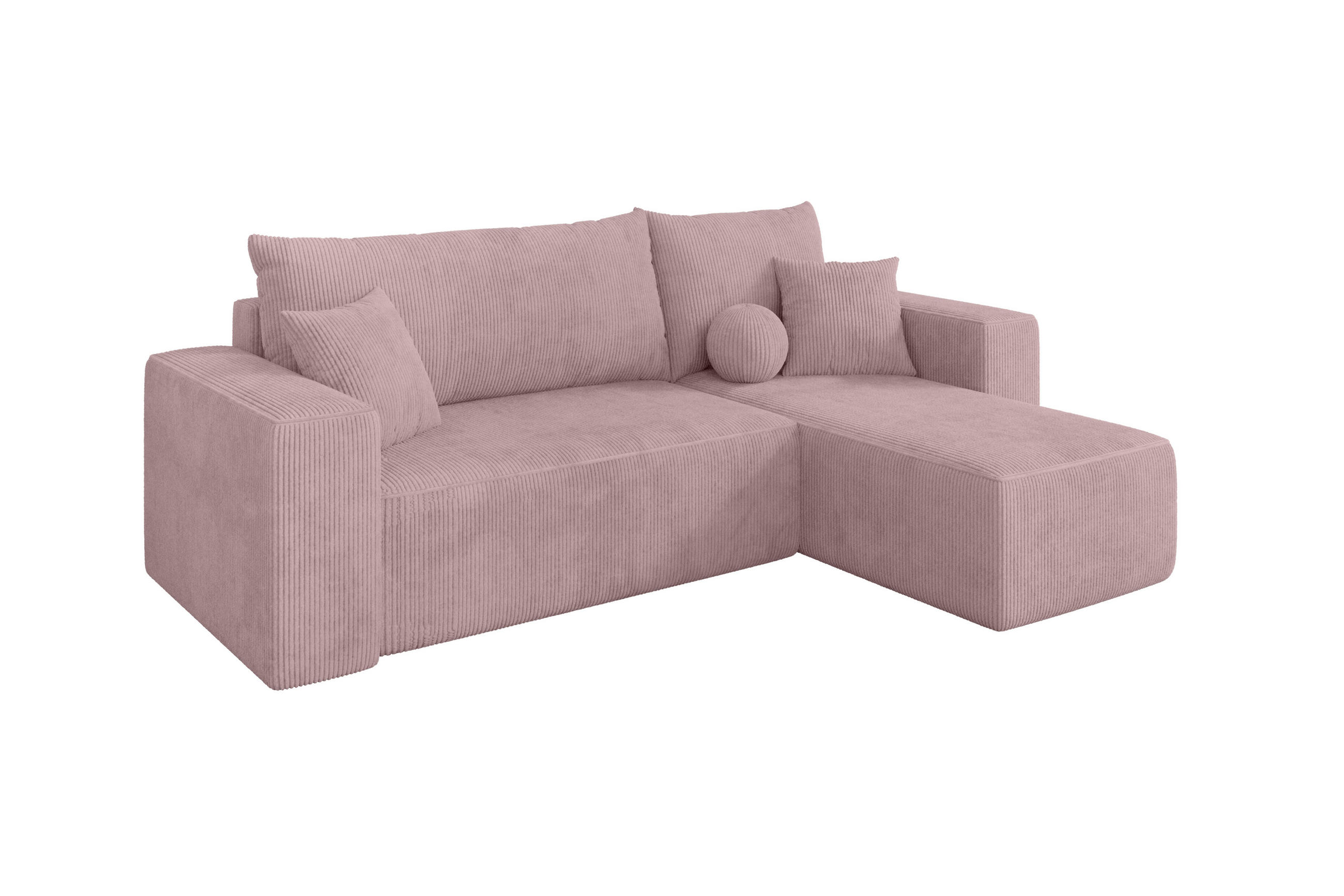ALTDECOR ROHOVÁ SEDAČKA s funkcí spaní, otoman vpravo SENO-L 249x139x85 růžová manšestr