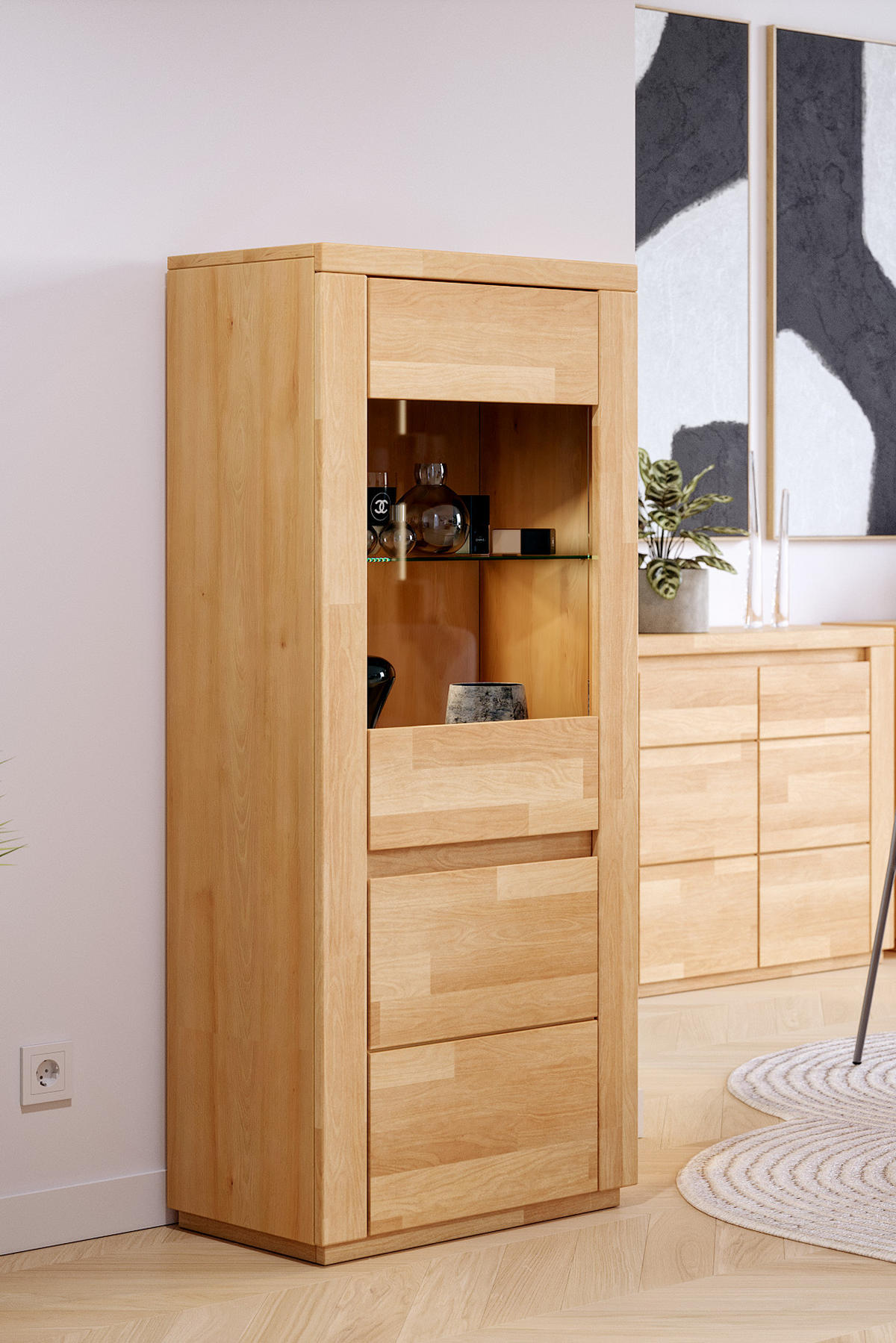 VITRINE Viborg - Buchefarben, Holz (35/48/140cm) - kiki design