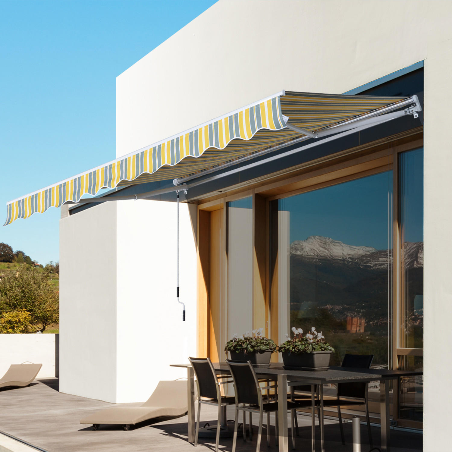 MARKISE Alu+Polyester Gelb+Grau - Gelb/Grau, Kunststoff/Metall (245/2/295cm) - Outsunny