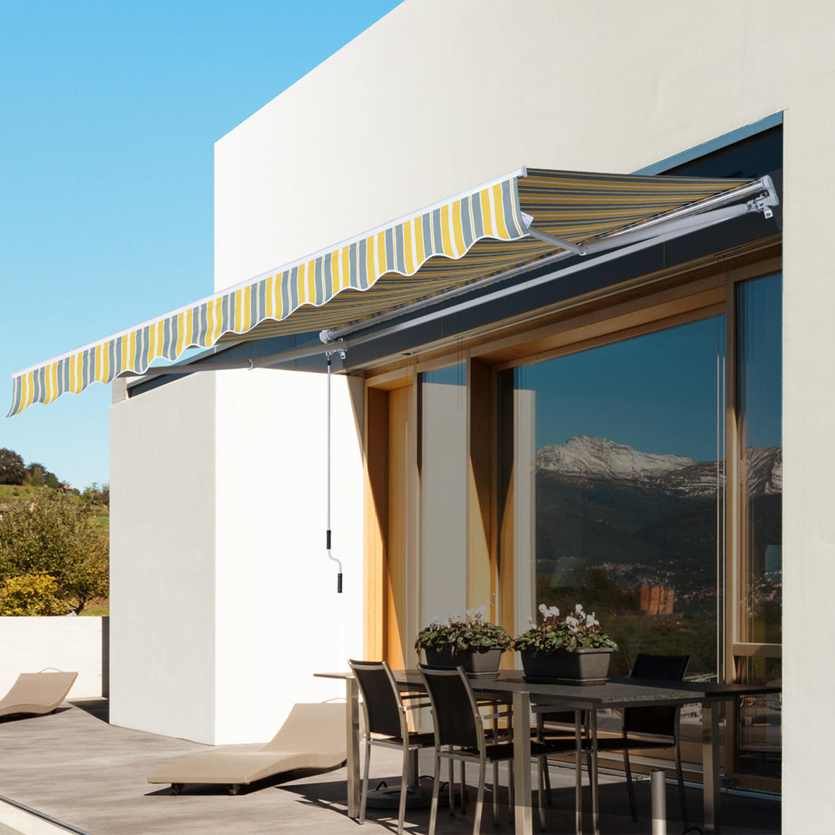 MARKISE Alu+Polyester Gelb+Grau - Gelb/Grau, Kunststoff/Metall (245/2/295cm) - Outsunny
