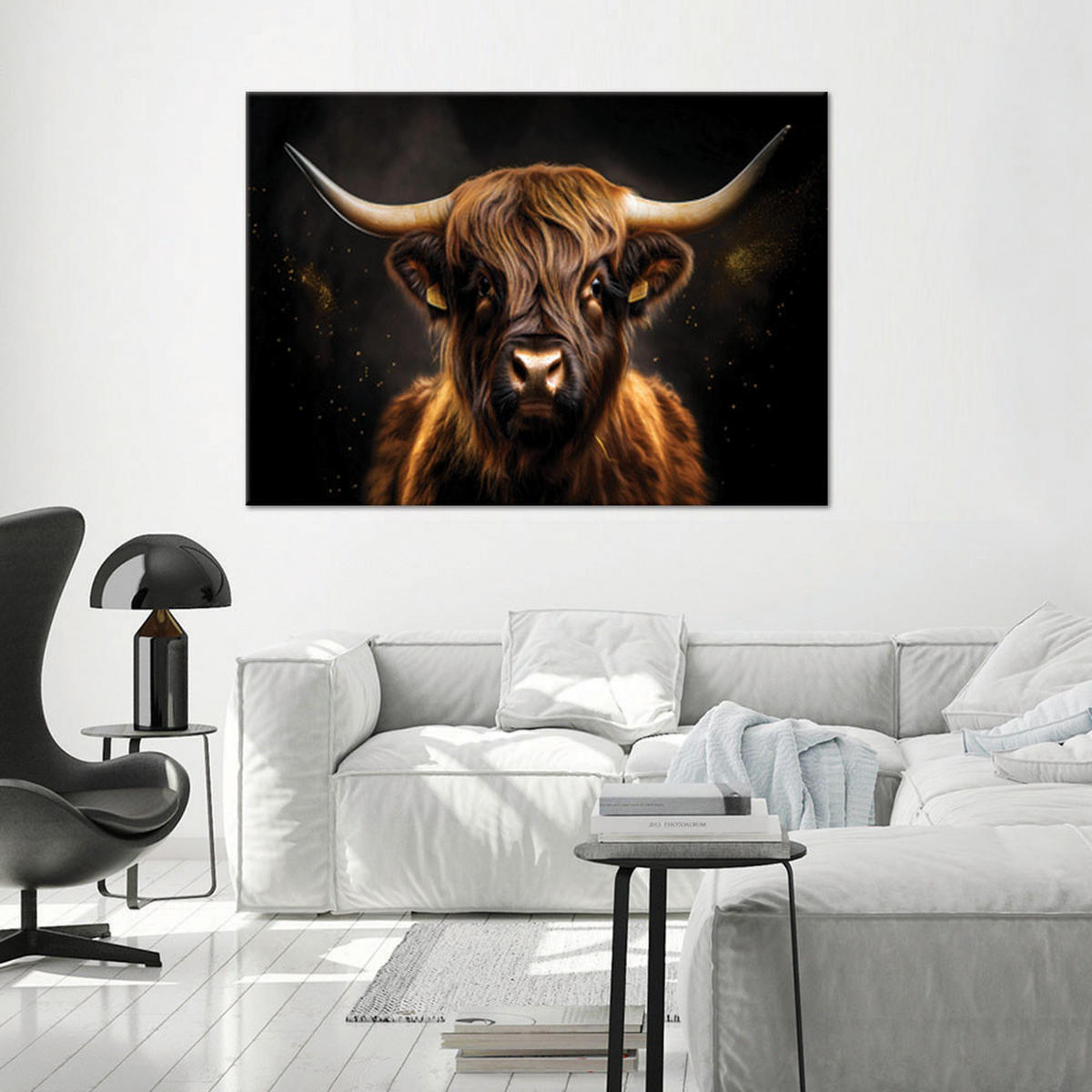 WANDBILD schottische glamour kuh - Schwarz, Textil (60/40cm) - Feeby