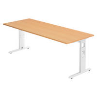 SCHREIBTISCH Serie-O 80/200/74 cm in Buchefarben/Weiß - Buchefarben/Weiß, Holzwerkstoff (80/200/74cm) - bümö