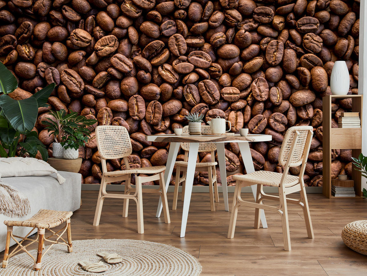 FOTOTAPETE für Esszimmer Kaffee Kaffeebohnen 3D 200x140 - Braun, Papier (200/140cm) - Muralo