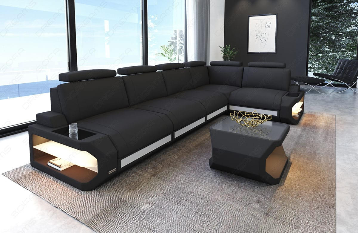 ECKSOFA Siena Dunkelgrau Weiß Mikrofaserstoff - Dunkelgrau, Kunststoff (347/197cm)