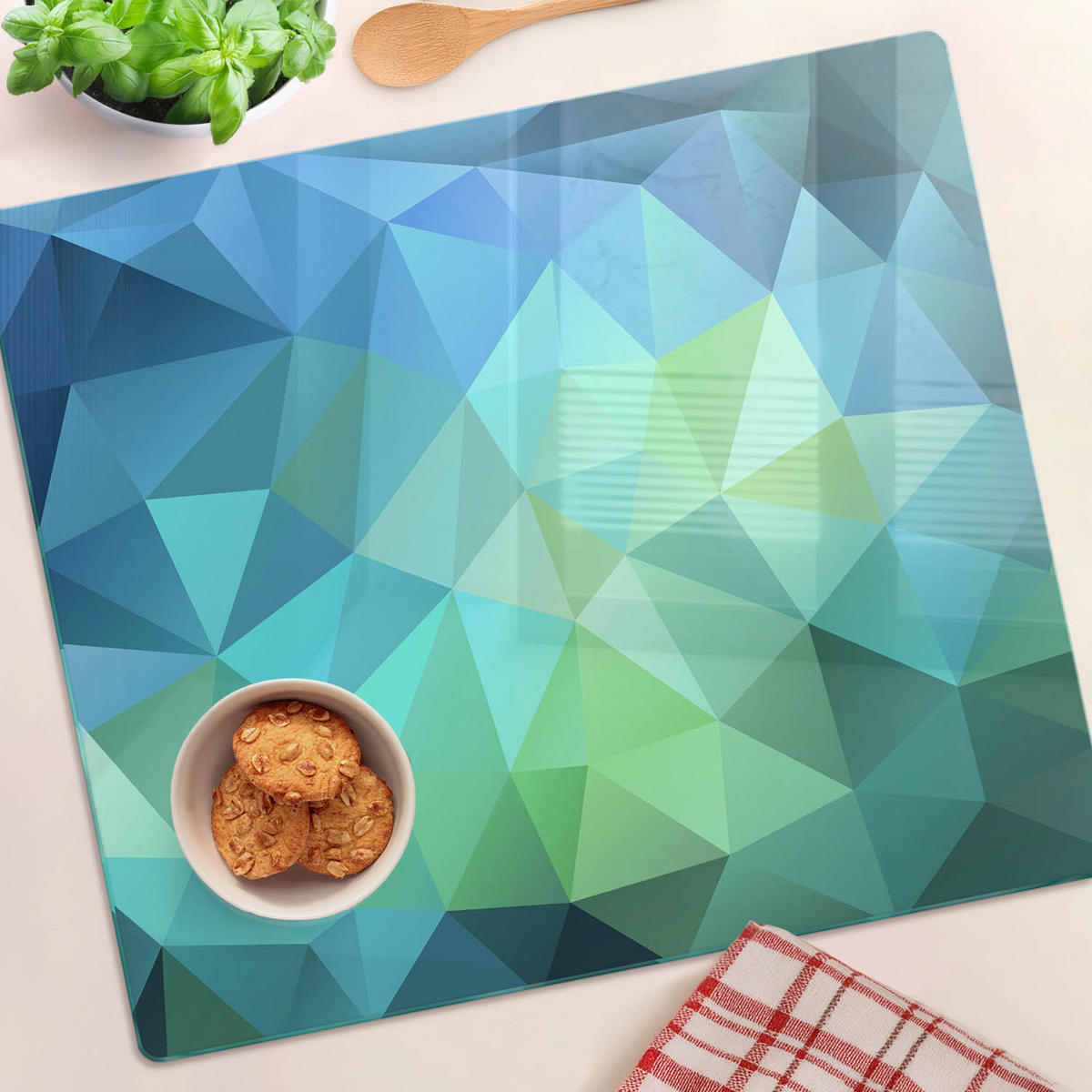 GLASPLATTE 60x52 cm Abstrakt - Blau, Glas (60/0.4/52cm) - TULUP