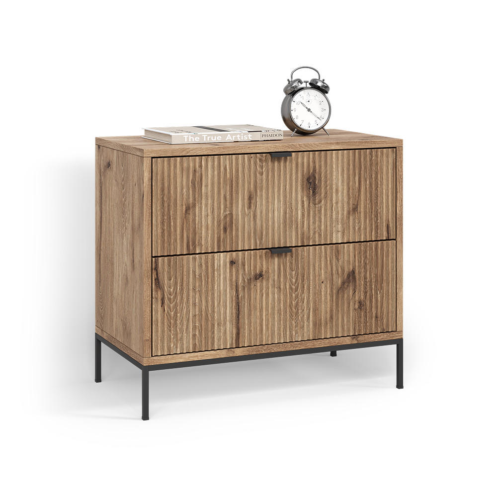 NACHTTISCH Aterno Viking Oak mit 2 Schubladen - Eichefarben, Holzwerkstoff (66/60/36cm) - Livinity®
