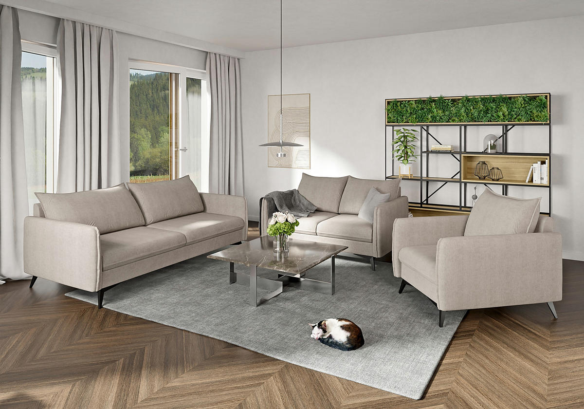 SESSEL Pulse Beige Luxusmicrofaser - Ecru/Beige, Holz/Textil (74/86/31cm) - S-Style Möbel
