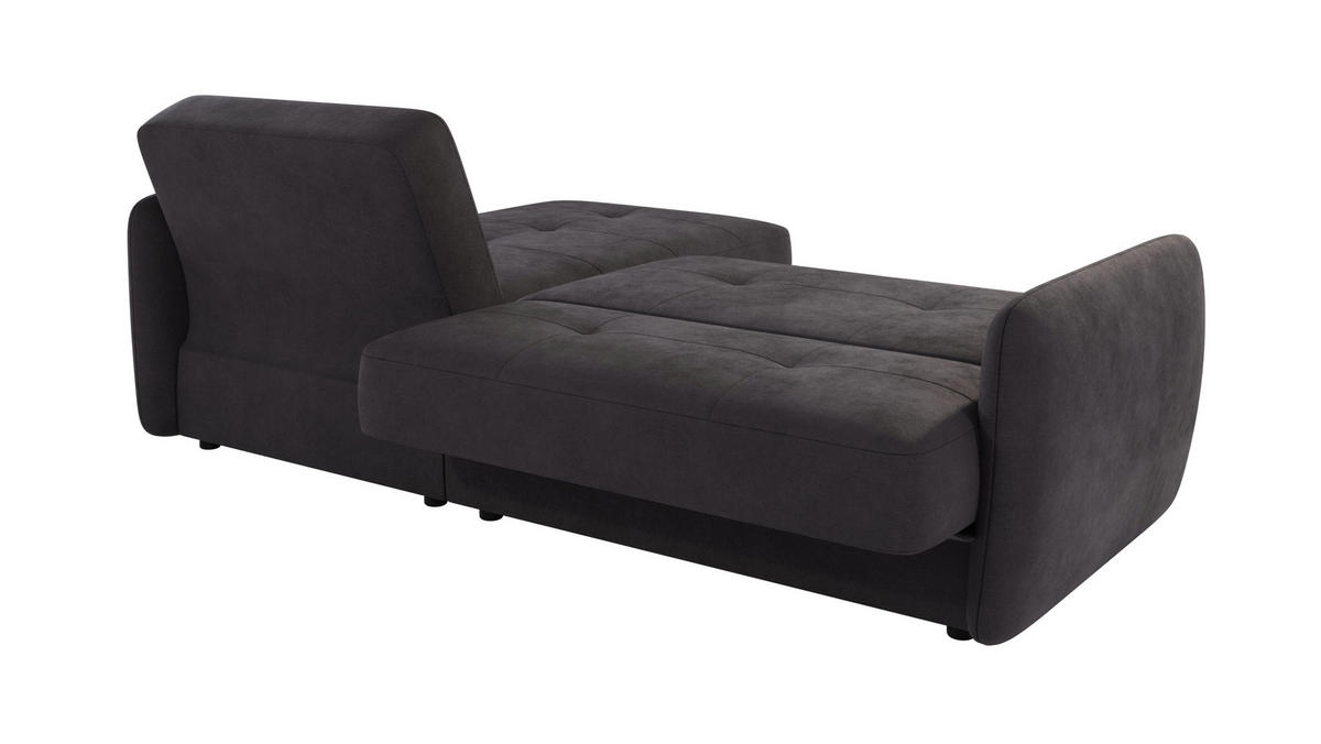 ECKSOFA Lupo Graphit Mikrofaser - Graphitfarben/Schwarz, Holz/Kunststoff (232/147cm) - S-Style Möbel