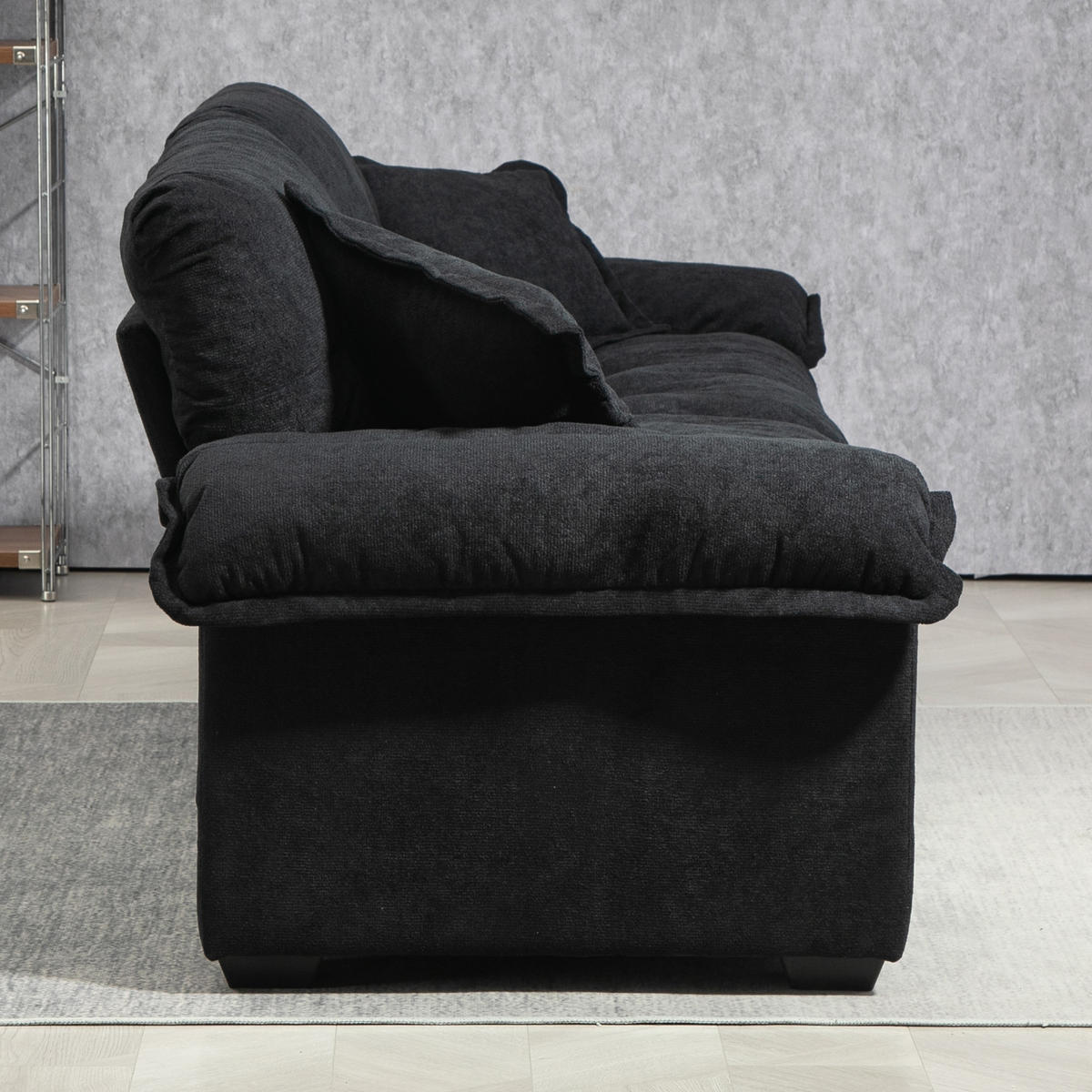 2-SITZER Sofa Chenille mit tiefem Sitz, Memory-Schaum 213,4/90,1/87,6 cm Schwarz - Schwarz, Textil (90.1/87.6/213.4cm) - Redom
