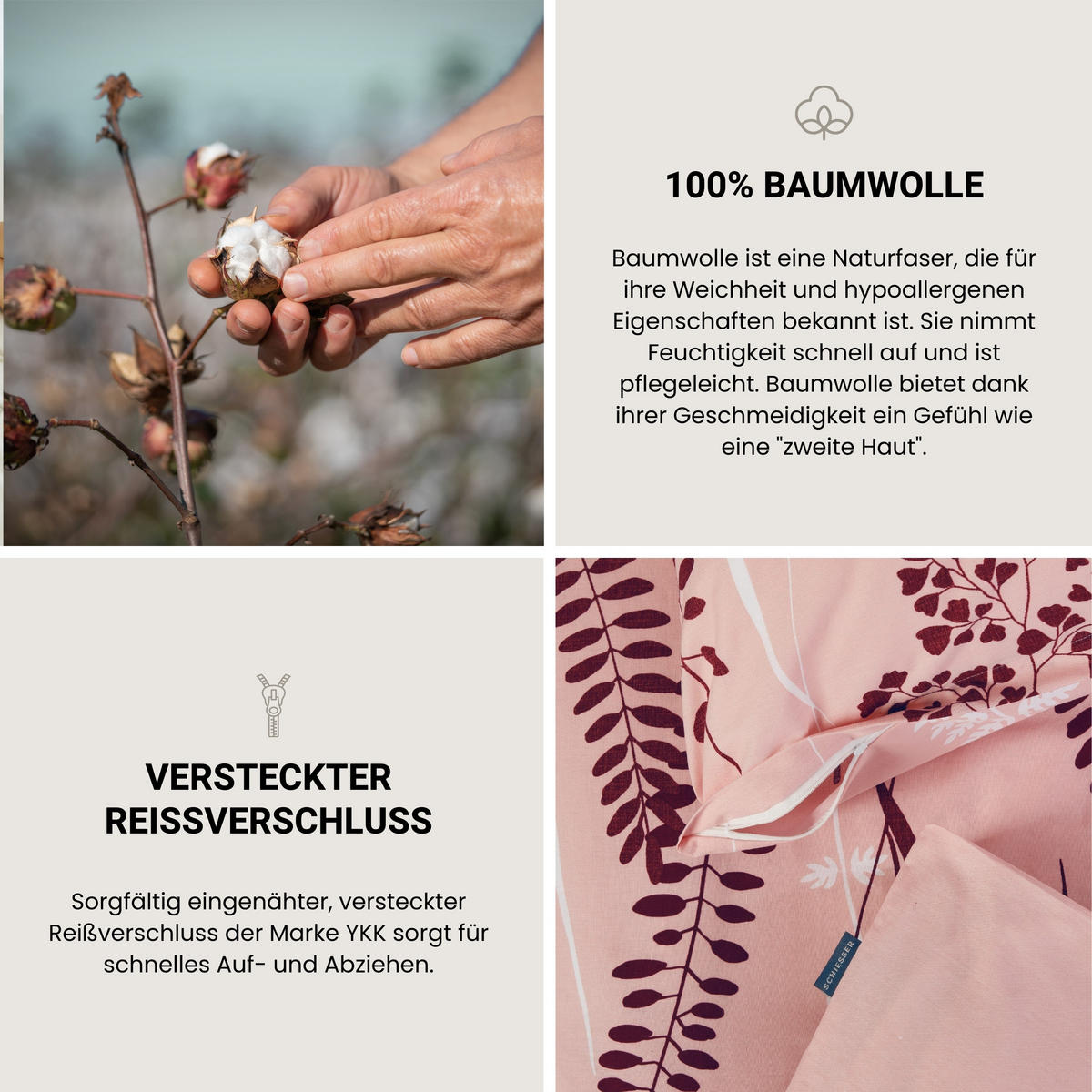 BETTWÄSCHESET Annic - Renforcé - 2-teilig - 155 x 220 cm - Rosa - Rosa, Textil (155/220cm) - SCHIESSER