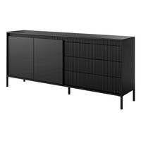 KOMMODE Schwarz mit Schubladen Santori, 187 cm, 2 Türen - Schwarz, Holz (187/81/40cm) - Emporius